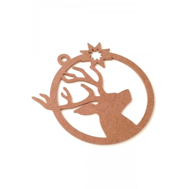 Çerçeveli Geyik Model Yılbaşı Süsü 6 Mm Ham Mdf 30 Cm