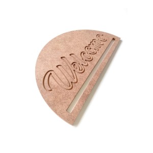 40*22 Cm Welcome Yazı Detaylı Yarım Ay Şeklinde Makrome Kasnak Kapı Süsü Düş Kapanı 6 Mm Ham Mdf