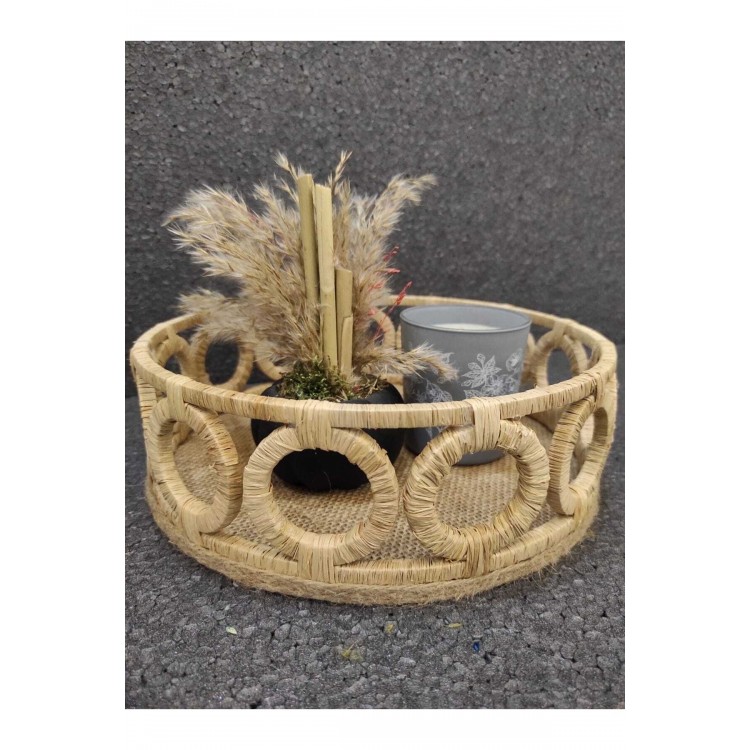 Hasır Dekoratif Halkalı Tepsı 24 Cm