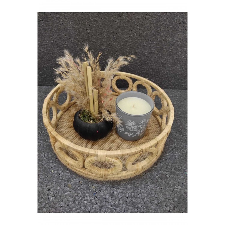 Hasır Dekoratif Halkalı Tepsı 24 Cm