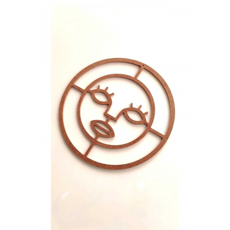 Afrikan Bohem Kadın Figür / Ham Mdf Makrome Kasnak 30 Cm