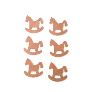 6 Lı Mini Sallanır At / Çocuk Odası Boyanabilir Ham Mdf Obje
