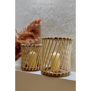 Bambu Çubuk Mini Çapraz Fener Seti 2'li (15-12 CM)