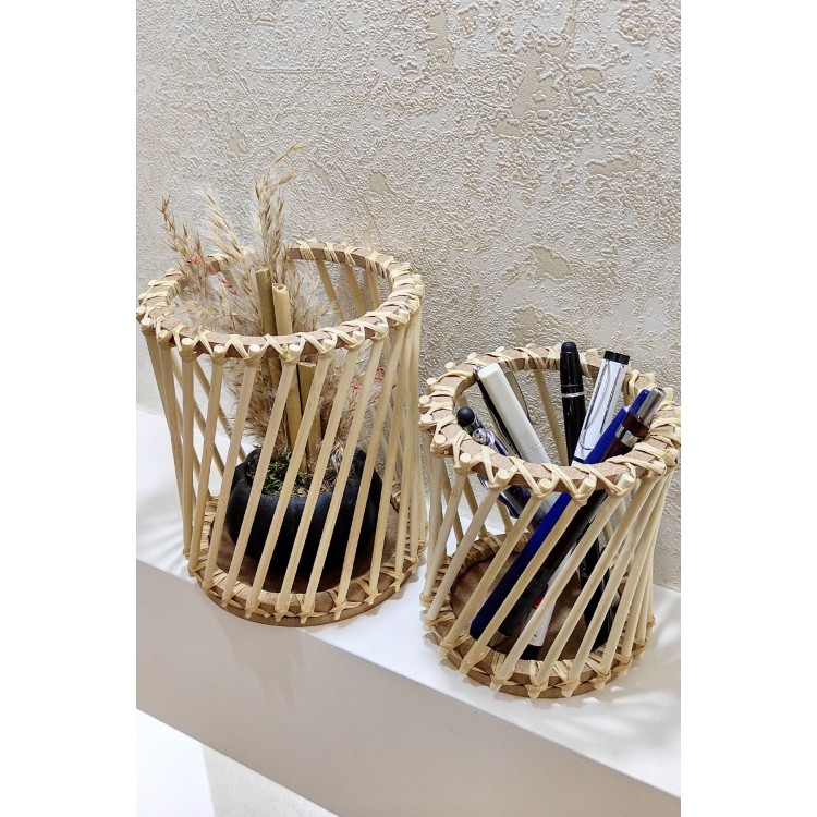 Bambu Çubuk Mini Çapraz Fener Seti 2'li (15-12 CM)