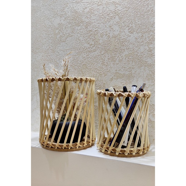Bambu Çubuk Mini Çapraz Fener Seti 2'li (15-12 CM)