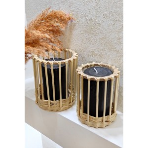 Bambu Çubuk Mini Fener Seti 2'li (16-14 CM)