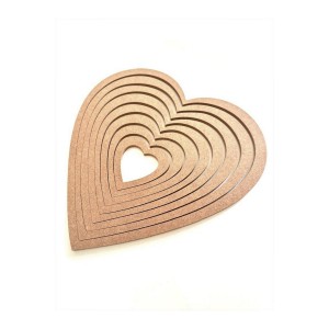 8'li Kalp Kasnak Seti / Ham Mdf Kalpli Düş Kapanı / Makrome Kasnak 30 Cm