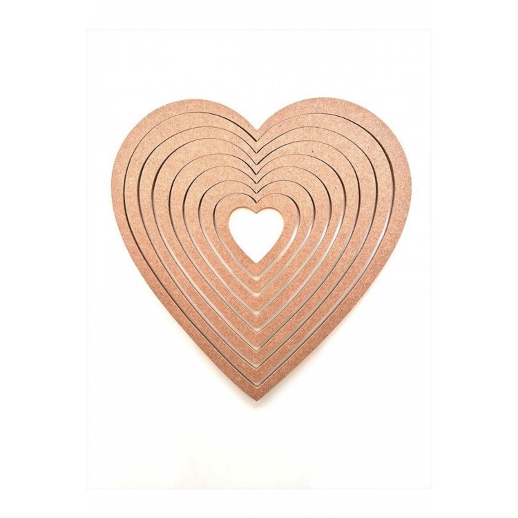 8'li Kalp Kasnak Seti / Ham Mdf Kalpli Düş Kapanı / Makrome Kasnak 30 Cm
