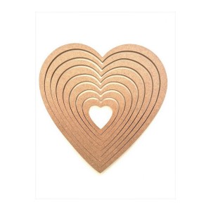 8'li Kalp Kasnak Seti / Ham Mdf Kalpli Düş Kapanı / Makrome Kasnak 30 Cm