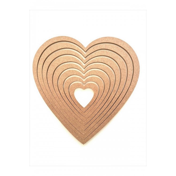 8'li Kalp Kasnak Seti / Ham Mdf Kalpli Düş Kapanı / Makrome Kasnak 30 Cm