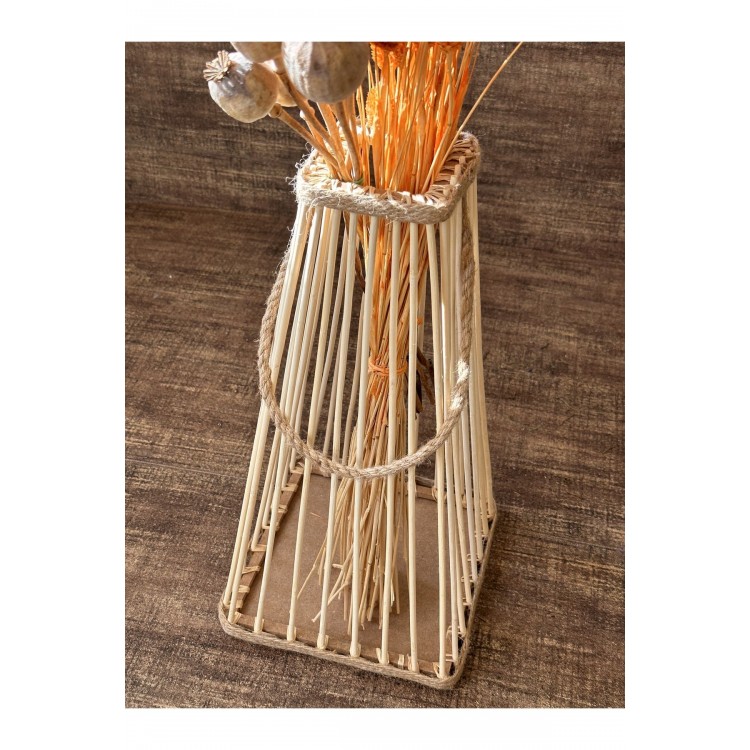 Piramit Bambu Çubuk Fener / Mumluk Şamdan 38 cm
