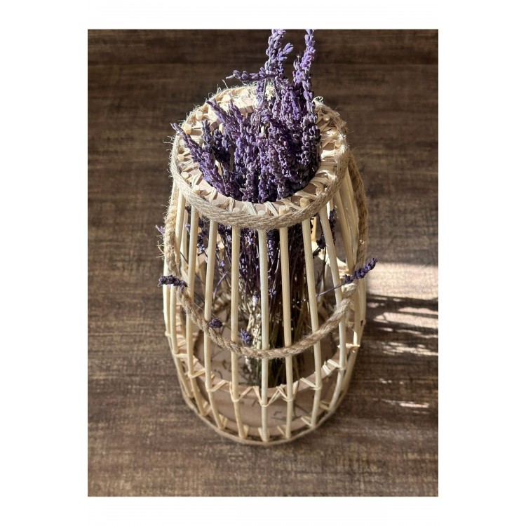 Bambu Çubuk Güğüm Model Halatlı Dekoratif Vazo 35 Cm