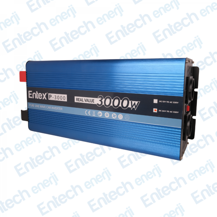 Entex 24 V Volt 3kW 3000 W Watt Tam Sinus Solar İnverter 220 Çevirici İnvertör Dijital Ekranlı Dönüştürücü
