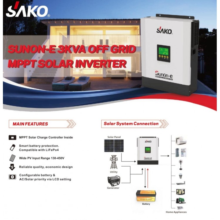 Sako Sunon-E 2.4 kW 24 Volt 2400 Watt Tam Sinüs Akıllı İnverter
