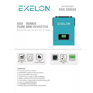 Exelon 24 V Volt 3000 W Watt 3 kW MPPT Tam Sinus Akıllı İnverter 220 Volt Çevirici İnvertör
