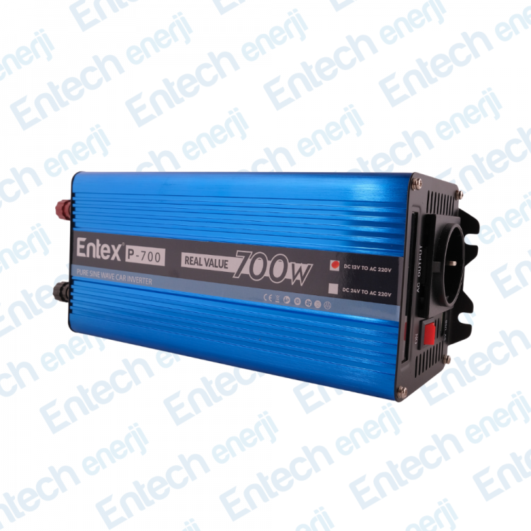 Entex 12 V Volt 700 W Watt Tam Sinus Solar İnverter 220 Çevirici İnvertör Dijital Ekranlı Dönüştürücü
