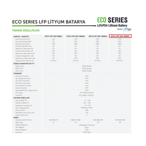 Tommatech 24 V Volt 100 A Amper Lityum Akü Lifepo4 Batarya 25.6 V Eco Seri
