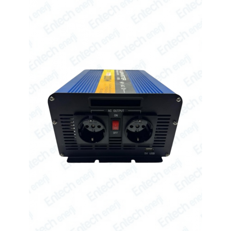 12 V Volt 1200 W Watt Tam Sinus İnverter İnvertör 12-220 V Çevirici Dönüştürücü Dijital Ekranlı