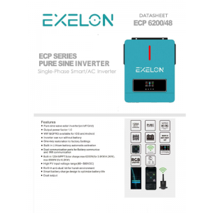 Exelon 48 V Volt 6200 W Watt 6.2 kW MPPT Tam Sinus Akıllı İnverter 220 Volt Çevirici İnvertör
