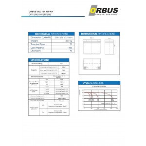 Orbus 12 Volt 100 Amper Nano Karbon Solar Jel Akü