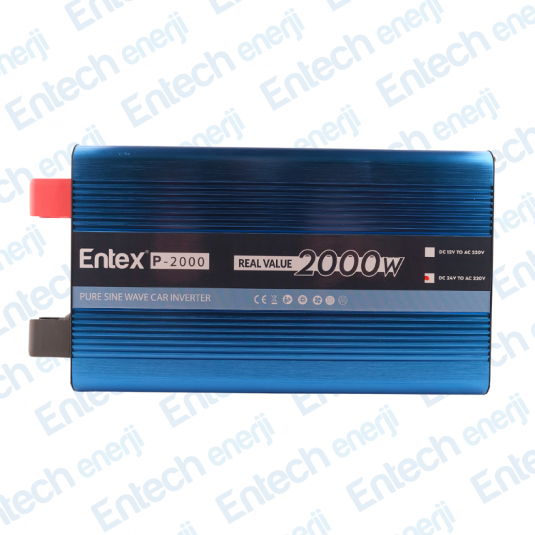 Entex 24 V Volt 2kW 2000 W Watt Tam Sinus Solar İnverter 220 Çevirici İnvertör Dijital Ekranlı Dönüştürücü
