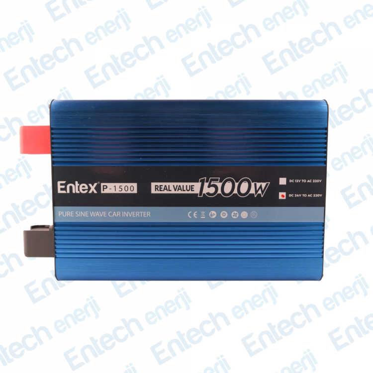 Entex 24V Volt 1.5kW 1500W Watt Tam Sinus Solar İnverter 220 Çevirici İnvertör Dijital Ekranlı Dönüştürücü
