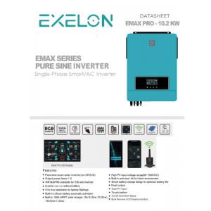 Exelon 48 V Volt 10.200 W Watt 10.2 kW MPPT Tam Sinus Akıllı İnverter 220 Volt Çevirici İnvertör
