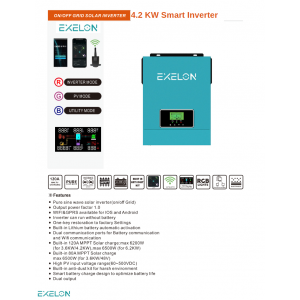 Exelon 24 V Volt 4200 W Watt 4.2 kW MPPT Tam Sınus Akıllı İnverter 220 Volt Çevirici İnvertör