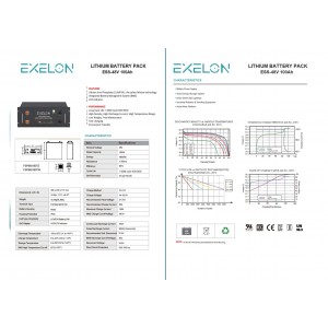 Exelon 48 V Volt 100 Ah Amper Lityum Akü Rack Tipi LiFePO4 Lityum Batarya
