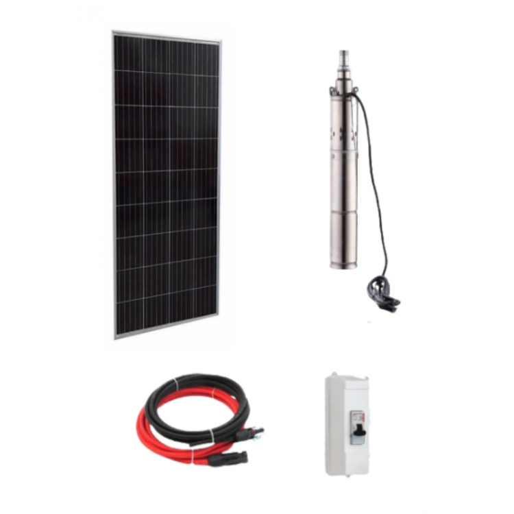 12 V Volt 205 W Watt Güneş Enerjili DC Dalgıç Pompa Set Solar Sulama Paket Sistem