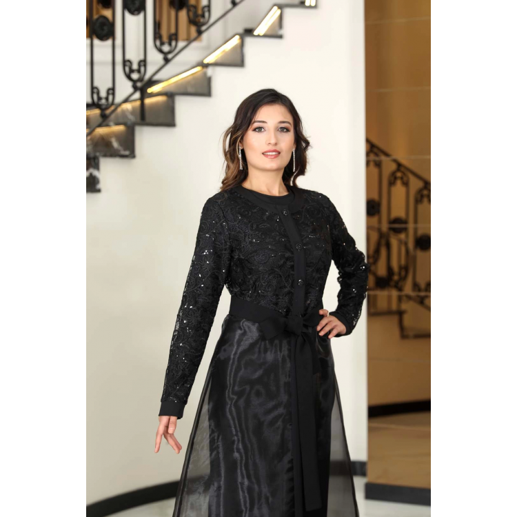 ORKİDE İKİLİ ABAYA TAKIM SİYAH