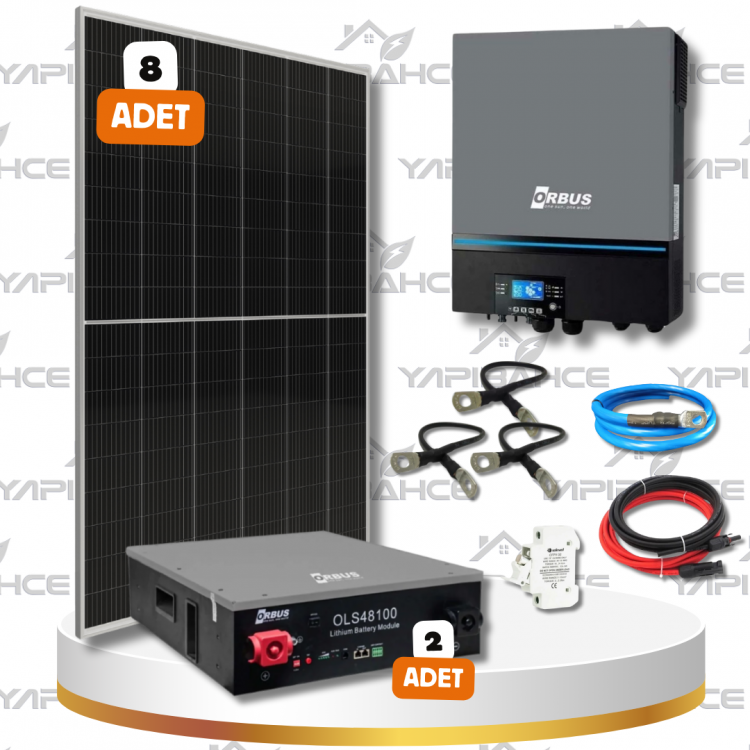 Yapı Solar 7.2 Kw İnverter 10 kW Depolamalı Lityum Akülü Hazır Solar Enerji Paketi