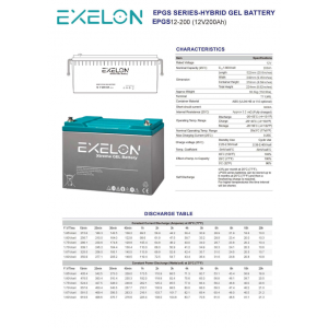 Exelon 12 Volt 200 Amper Jel Akü Derin Döngü Deep Cycle