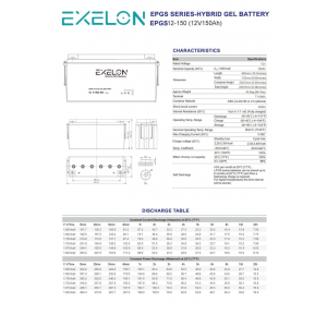 Exelon 12 Volt 150 Amper Jel Akü Derin Döngü Deep Cycle