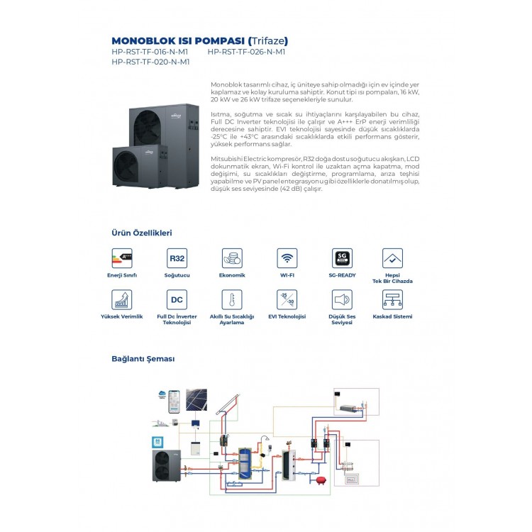 Tommatech 6kW Isı Pompası (Monofaze)