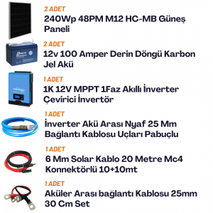 Yapısolar 1 Kw Mppt Solar Güneş Enerjisi Bağ Evi M Paketi