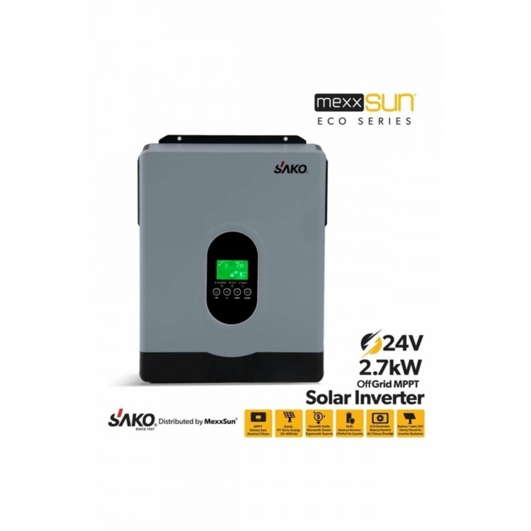 Sako E-sun 24 Volt 2.7 Kw Tam Sinüs Mppt Akıllı İnverter 450 Vdc