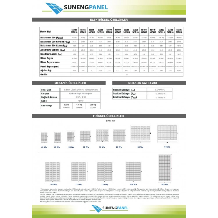 Suneng 285Wp 72TN TOPCon Güneş Paneli
