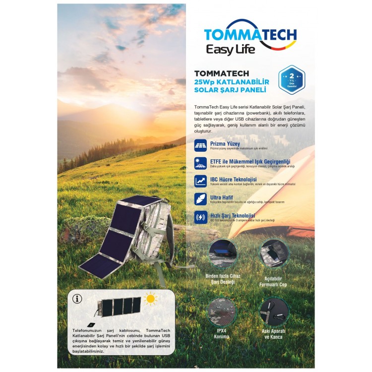 TommaTech Easy Life 25Wp Katlanabilir Güneş Paneli