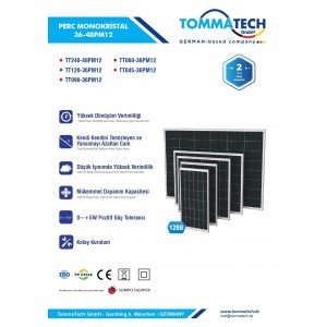TommaTech 240Wp 48PM M12 HC-MB Güneş Paneli