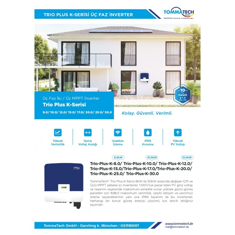 TommaTech Trio Plus K 30.0kW Üç Faz İnverter