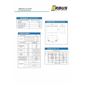 Orbus 12 V 150 Amper Derin Döngü Karbon Jel Akü