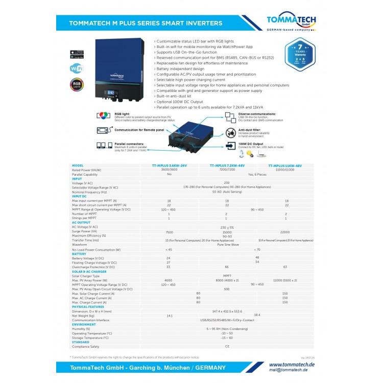 Tommatech Mplus 7.2k 48v Mppt 1faz Akıllı İnverter Çevirici İnverter