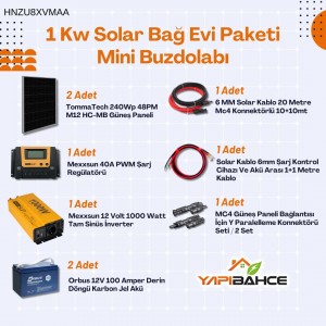 Yapı Solar 1 Kw Mini Buzdolabı Solar Bağ Evi Paketi Tak Çalıştır