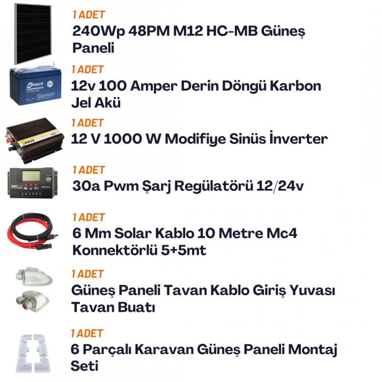 Yapısolar 1 Kw Hazır Karavan Paket