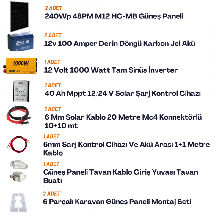 Yapısolar 1 Kw Full Karavan Paketi Tak Çalıştır