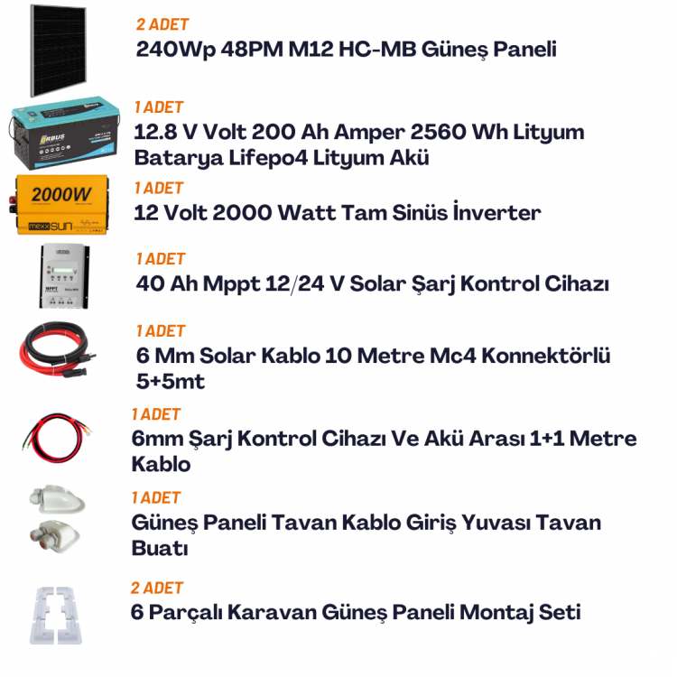 Yapısolar 2 Kw Lityum Bataryalı Hazır Karavan Paket