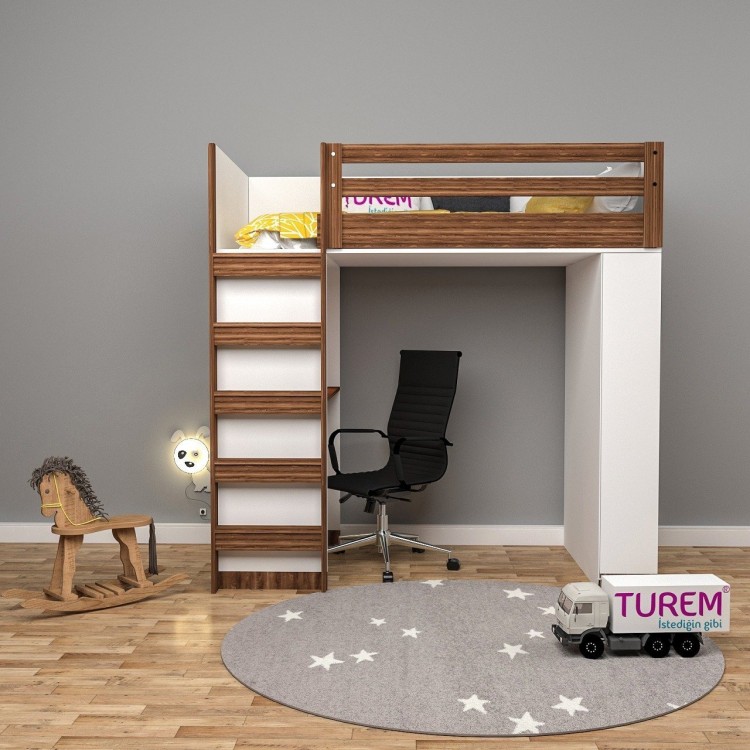Brown Kitaplıklı Ranza