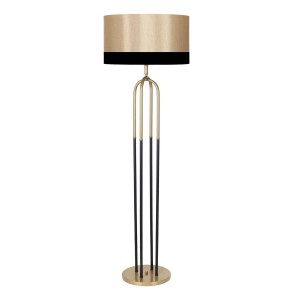 Houston Eskitme  Mat Gold Detaylı Metal Lambader - Siyah Mataro Vizon