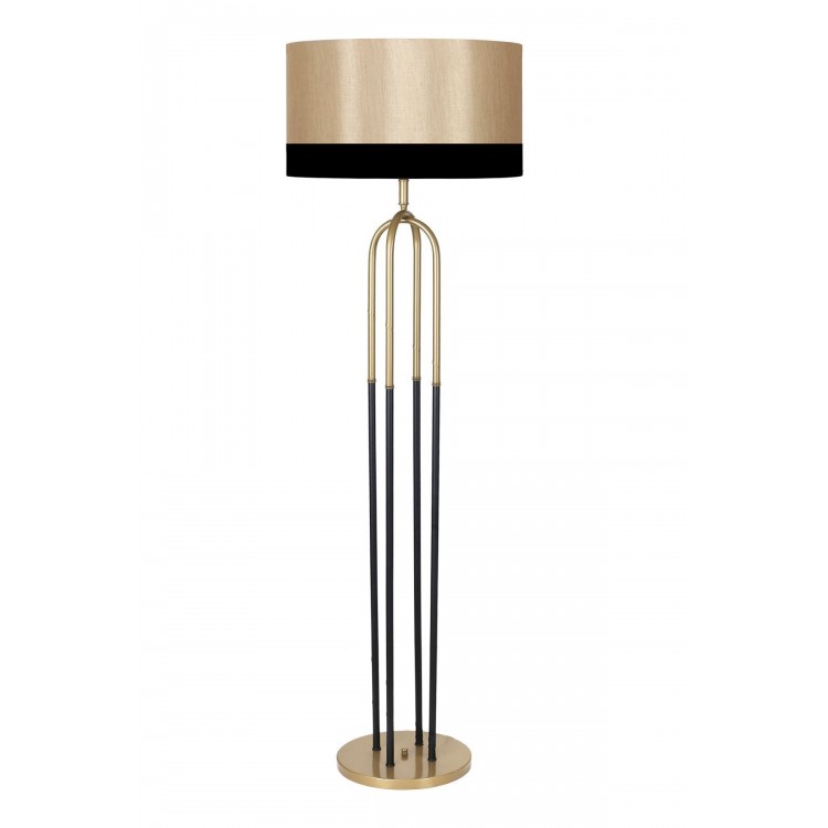 Houston Eskitme  Mat Gold Detaylı Metal Lambader - Siyah Mataro Vizon